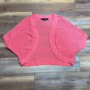 89th & Madison Coral Open-Knit Cropped Shrug